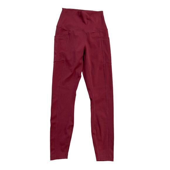 90‎ Degree By Reflex Women's High Rise Leggings XS Burgundy with Side Pockets - Picture 1 of 8